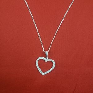 925 sterling silver heart pendant with zirconia‎ and 925 silver chain